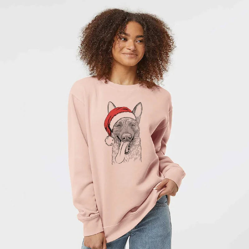 Santa Bessa the Dutch Shepherd - Unisex Pigment Dyed Crew Sweatshirt Cotton Hoodie Fleece Lining Warmth