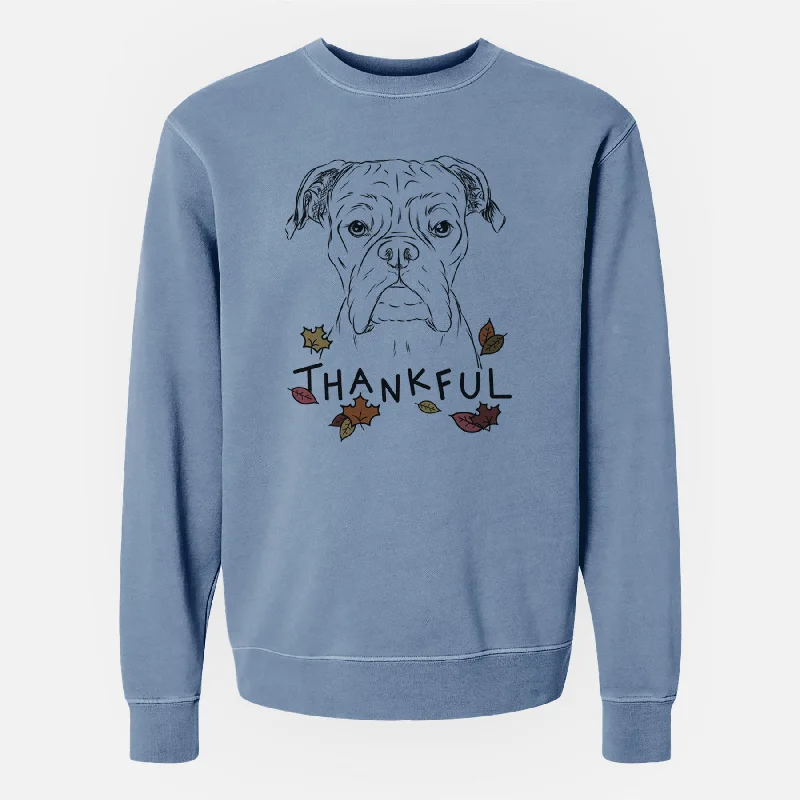 Thankful Axel the Boxer - Unisex Pigment Dyed Crew Sweatshirt Hoodie with Hem Detail Decorative Unique