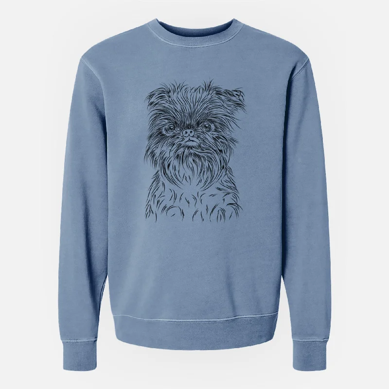 Bare Alo the Brussels Griffon - Unisex Pigment Dyed Crew Sweatshirt Hoodie with Illustration Artistic Creative