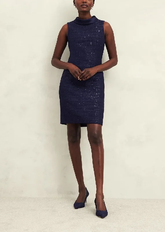 Prisha Tweed Dress 0224/5468/9083l00 Midnight-Navy Tunics Trendy modern