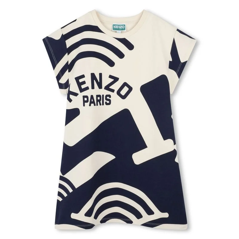 Sand and Navy Logo Wave Dress A-Line Day Work