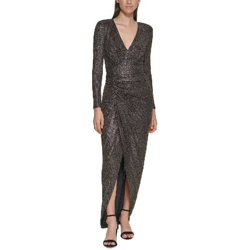 Vince Camuto Womens Metallic Maxi Evening Dress Boatneck Modish Everyday