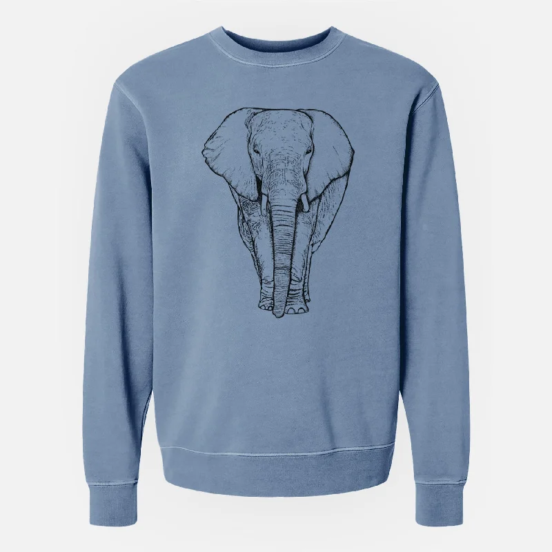 Bare Ella the Elephant - Unisex Pigment Dyed Crew Sweatshirt Hoodie with Contrast Stitching Detailed Premium