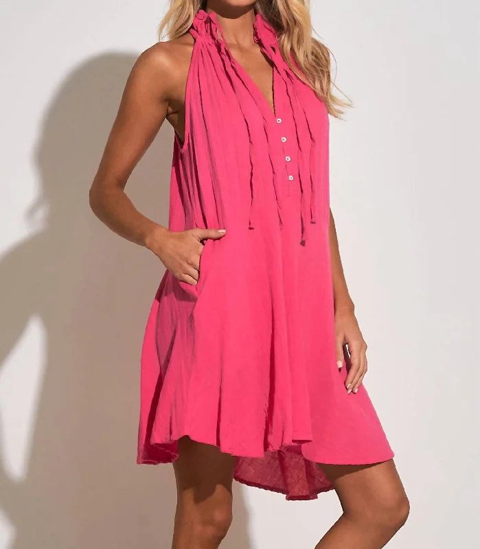 Cut In Halter Dress In Pink Boatneck Modish Everyday
