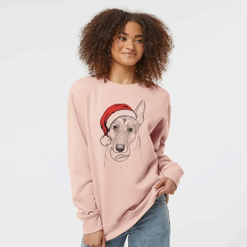 Santa Greta the German Shepherd - Unisex Pigment Dyed Crew Sweatshirt Hoodie with Hem Ribbing Snug Secure