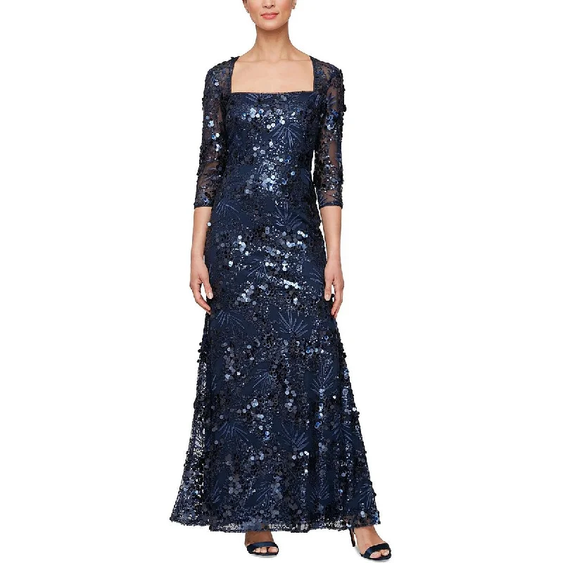 Womens Sequined Mesh Evening Dress Tunics Custom made