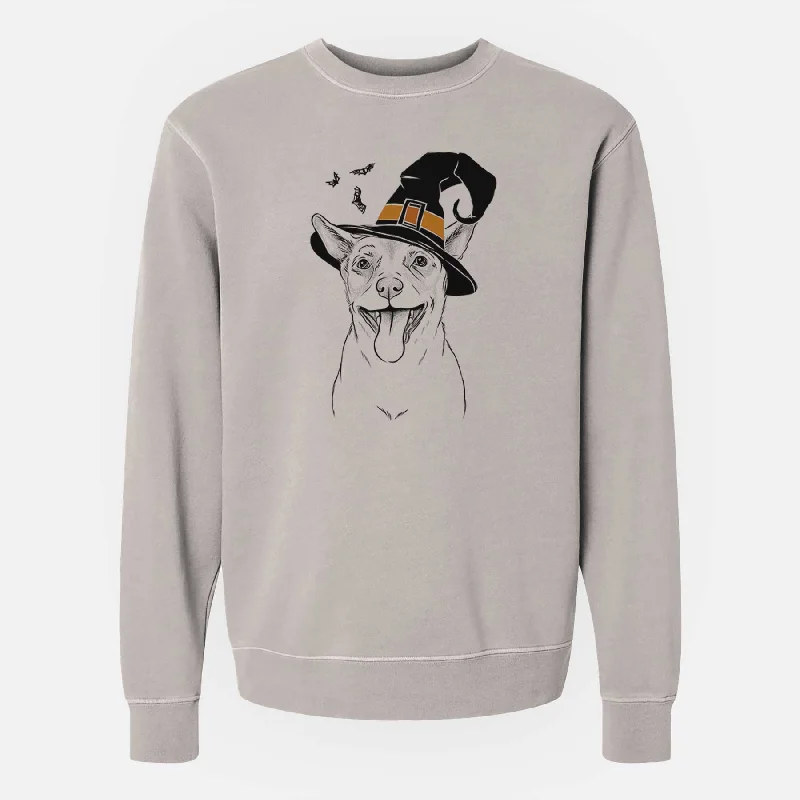 Witch Archie the Chihuahua Mix - Unisex Pigment Dyed Crew Sweatshirt Hoodie with Fur Luxurious Winter