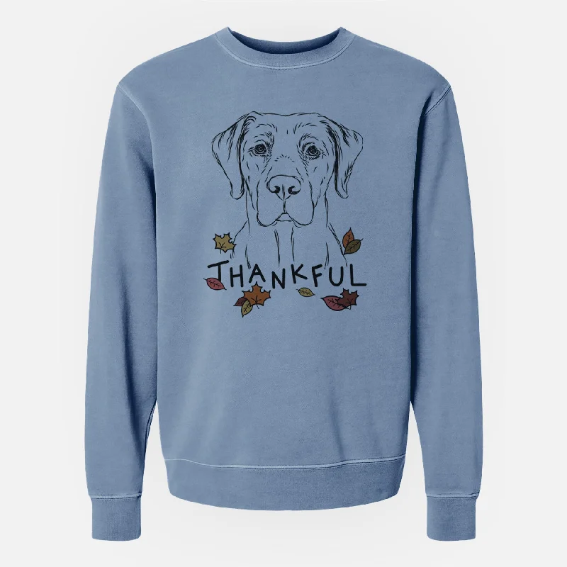 Thankful Rowdy the Labrador Retriever - Unisex Pigment Dyed Crew Sweatshirt Hoodie with Strings Custom Fit Adjustable