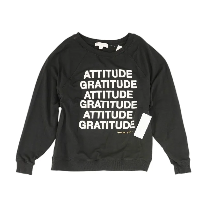 Black Solid Sweatshirt Hoodie with Sequins Glamorous Eye-catching