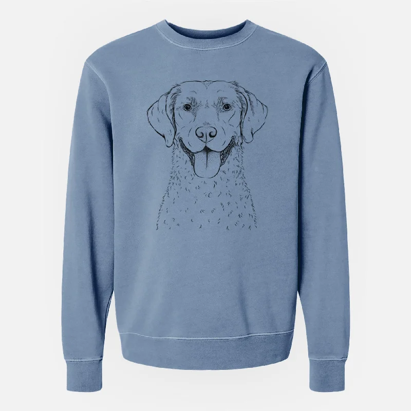 Bare Chip the Chesapeake Bay Retriever - Unisex Pigment Dyed Crew Sweatshirt Hoodie with Elastic Waist Stretchable Comfortable