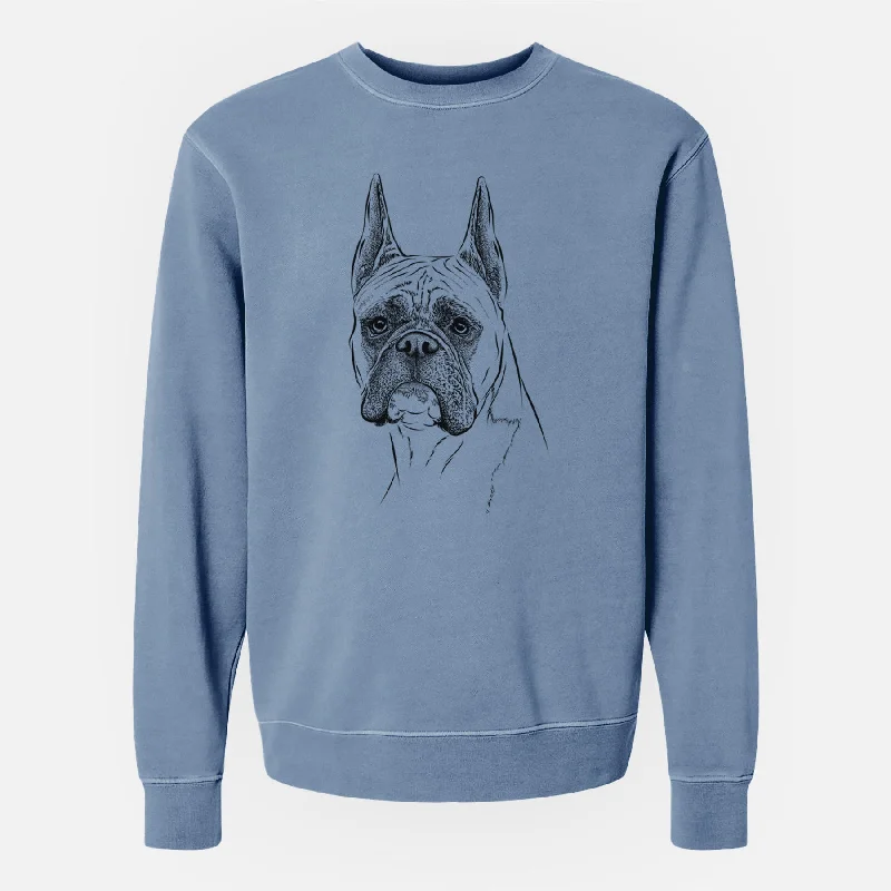 Bare Ezra the Boxer - Unisex Pigment Dyed Crew Sweatshirt Hoodie with Oversized Fit Loose Comfortable