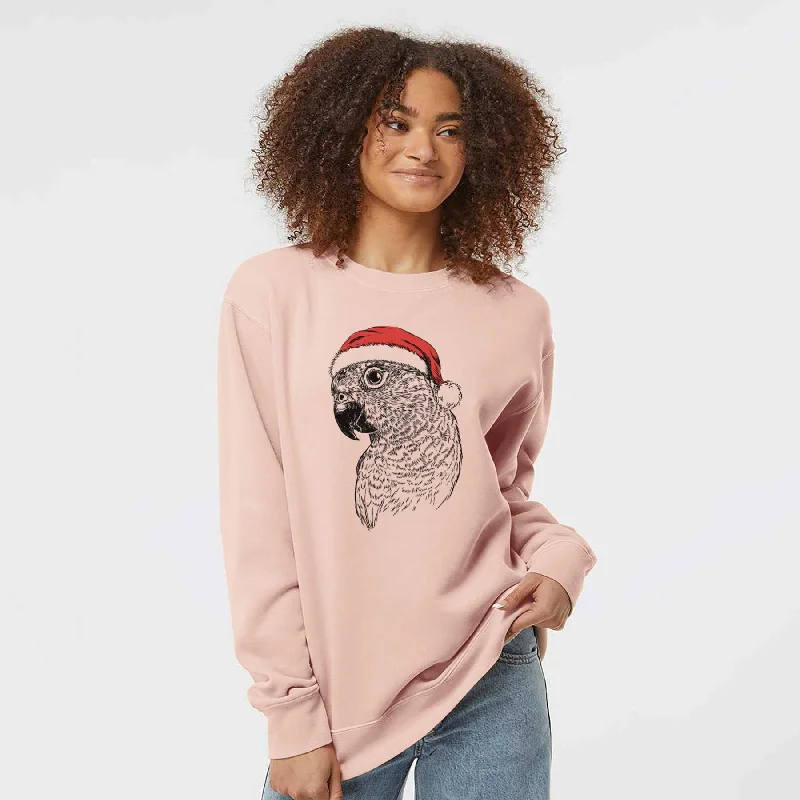 Santa Kelly the Conure - Unisex Pigment Dyed Crew Sweatshirt Hoodie with Back Slit Movement Comfort