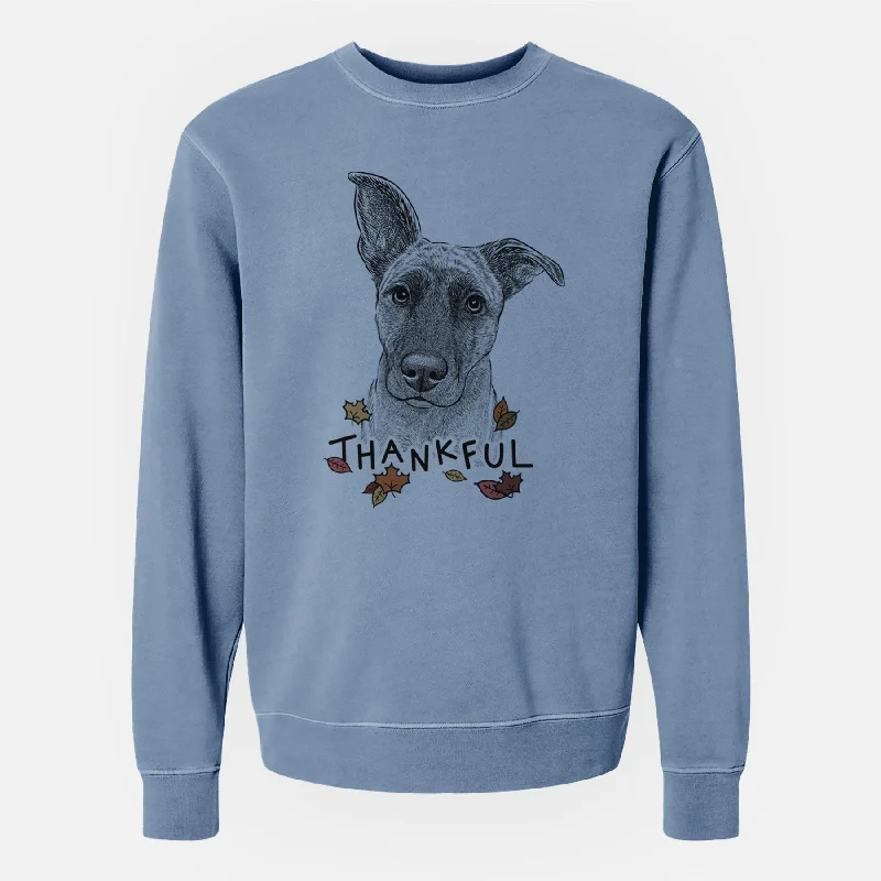 Thankful Zoey the Mixed Breed - Unisex Pigment Dyed Crew Sweatshirt Hoodie with Slim Fit Tailored Modern
