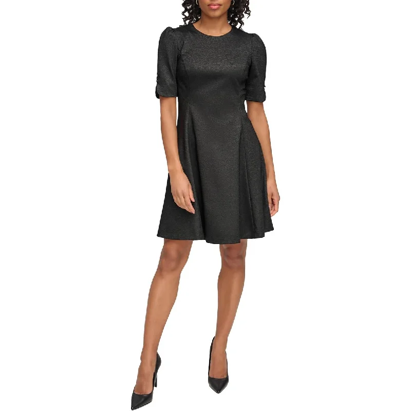 Petites Womens Iridescent Rayon Fit & Flare Dress Tunics Designer luxury