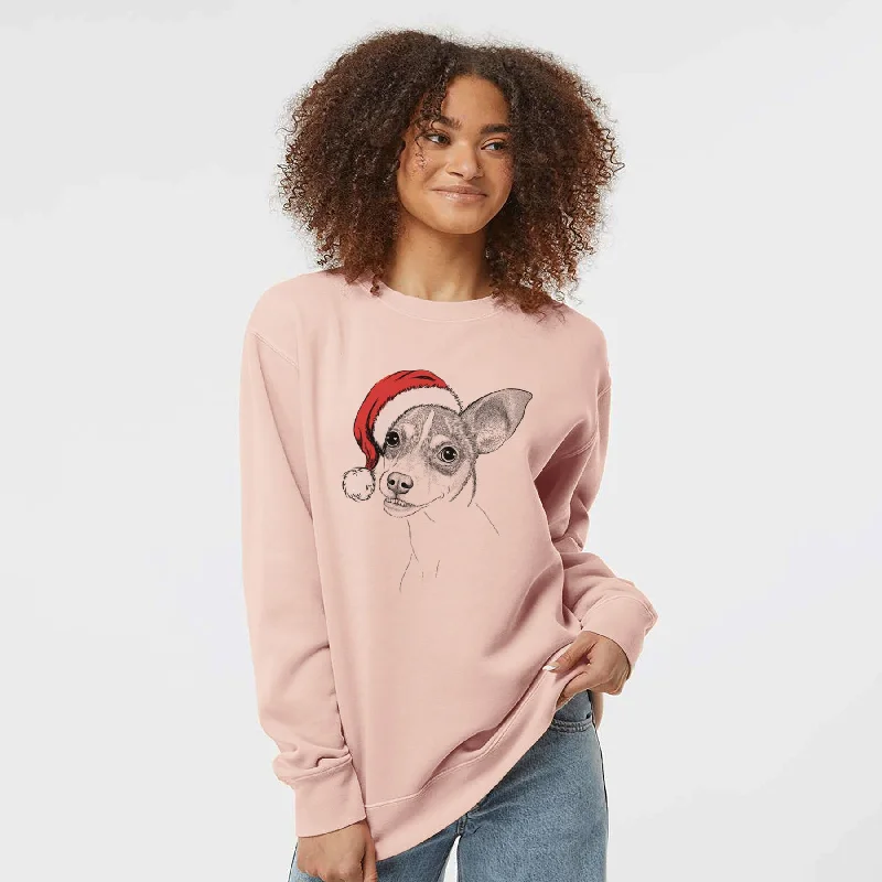 Santa Kailani the Chihuahua Mix - Unisex Pigment Dyed Crew Sweatshirt Hoodie with Button Classic Timeless