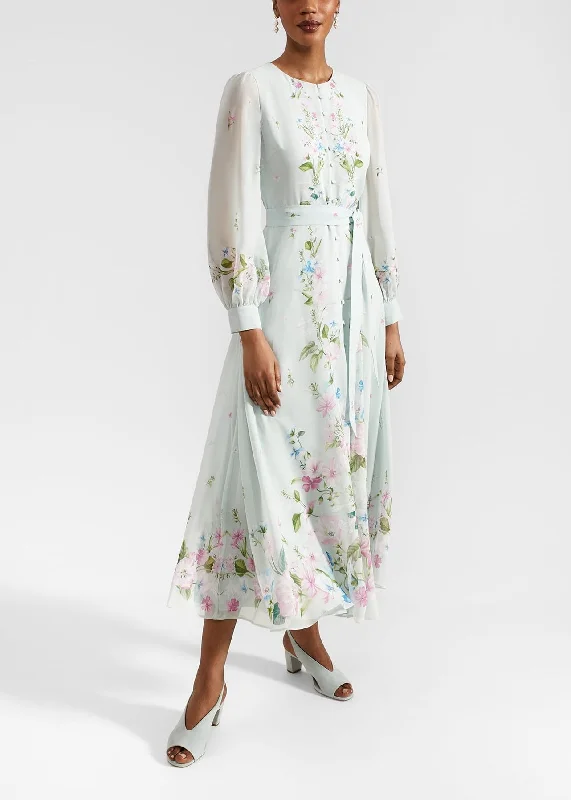 Maribella Silk Dress 0224/5516/3793l00 Green-Multi Tunics Trousers formal