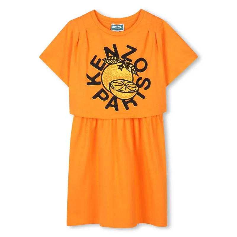 Orange Graphic Logo Dress Halter Neckline Beach