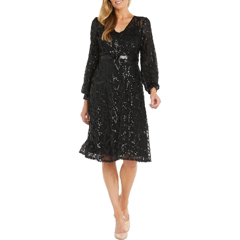 Womens Sequined Polyester Fit & Flare Dress Tunics Wedding white