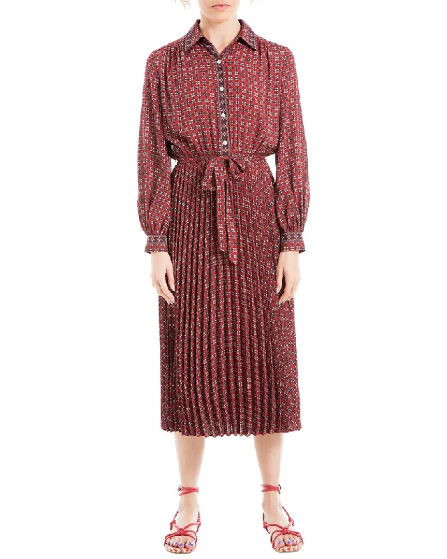 Max Studio Crepe Collar Pleated Dress Tunics Prom sequined
