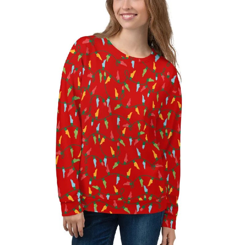 Christmas Tree Lights with Kentucky Bulbs Unisex Sweatshirt Hoodie with Drawstring Waist Adjustable Fitted