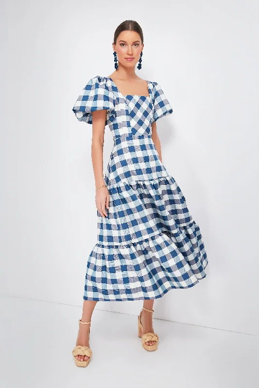 Blue Check Cassidy Dress Tunics Print Colorful