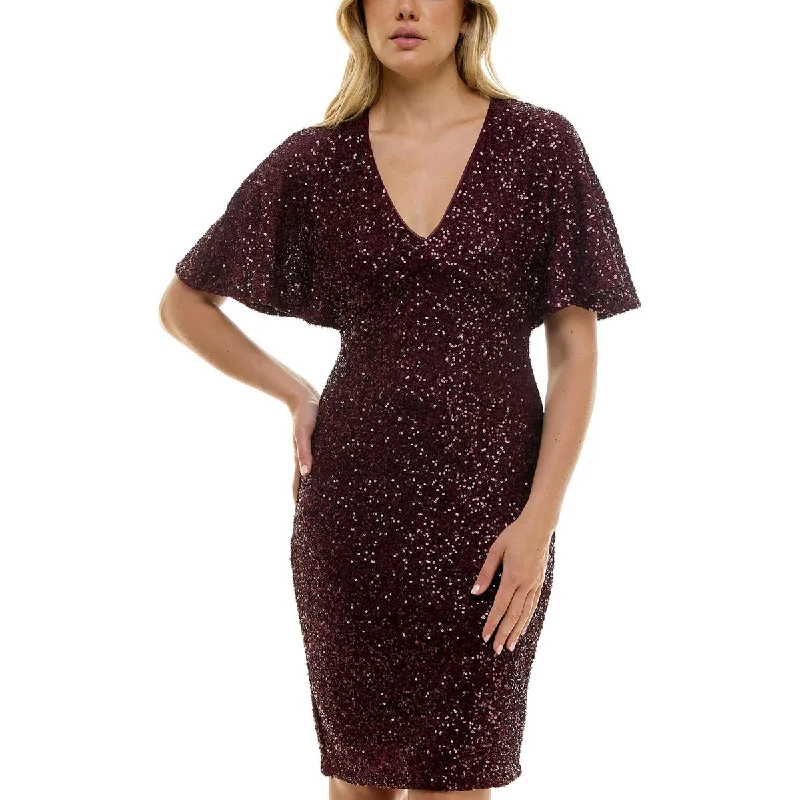 Womens Sequined Polyester Shift Dress Tunics Fleece cozy
