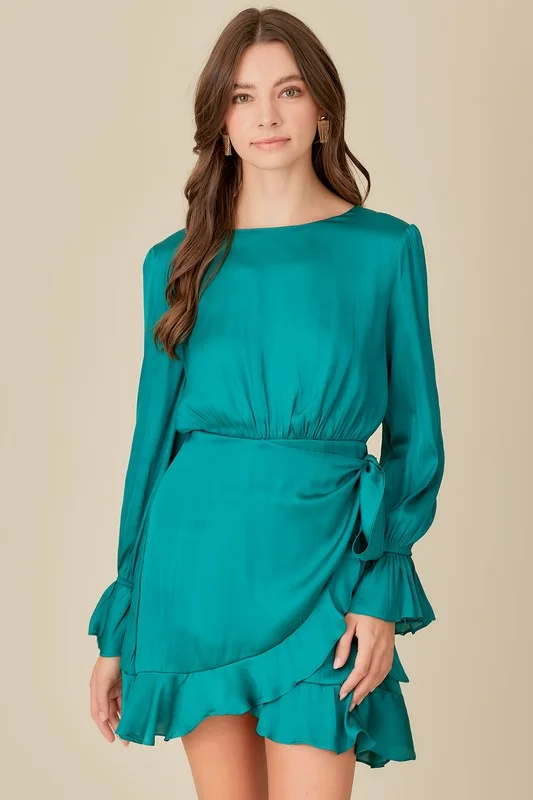 Tie Waist Ruffle Dress Tunics Party sparkling