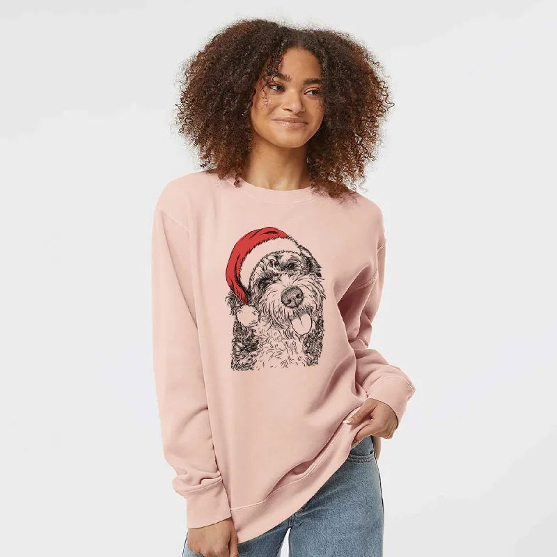 Santa Kaci the Bernedoodle - Unisex Pigment Dyed Crew Sweatshirt Hoodie with Hem Detail Decorative Unique