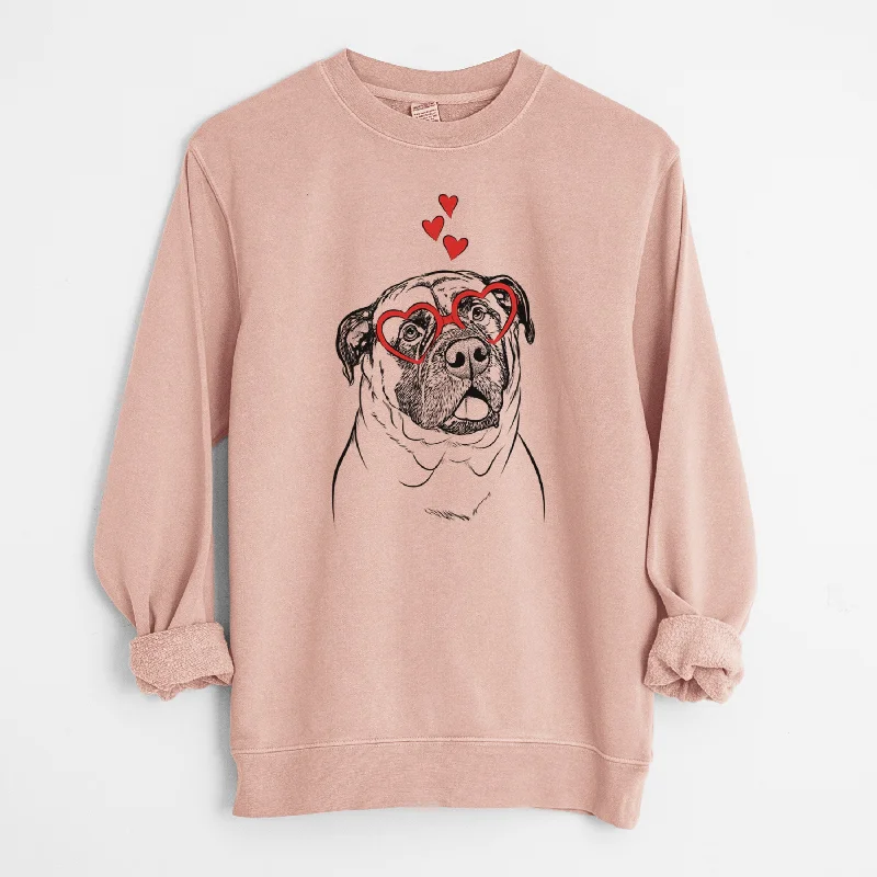 Valentine Big P the English Mastiff - Unisex Pigment Dyed Crew Sweatshirt Zip Hoodie Drawstring Kangaroo Pocket