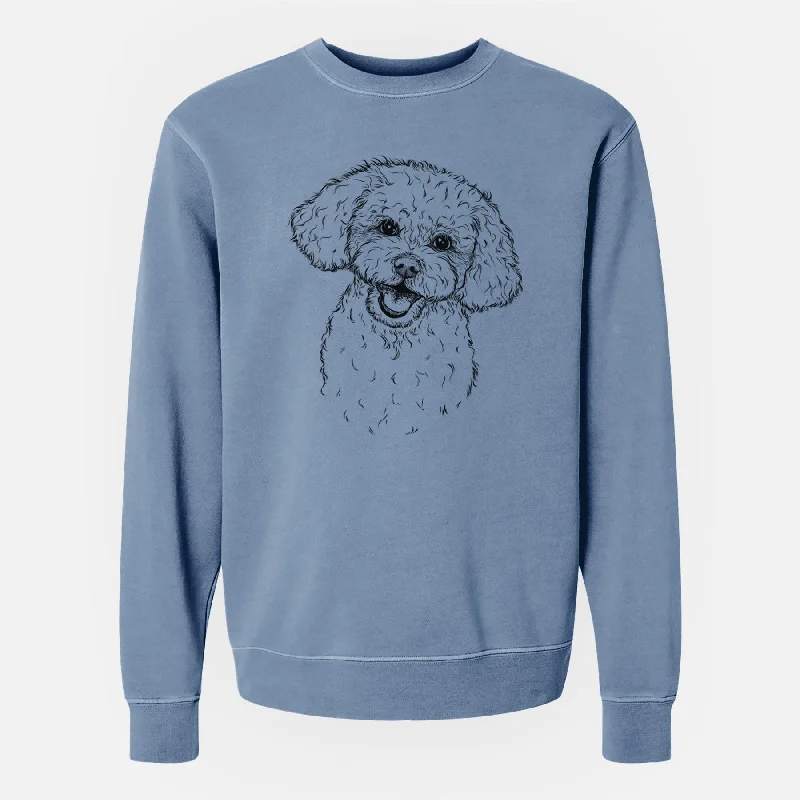 Bare Caesar the Bichon Frise - Unisex Pigment Dyed Crew Sweatshirt Hoodie with Hem Ribbing Snug Secure