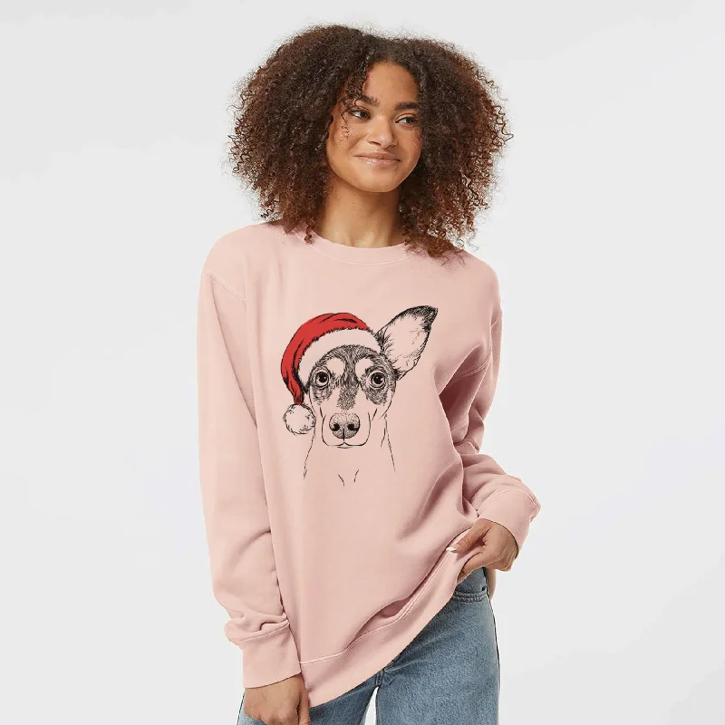 Santa Chloe the Doxie Mix - Unisex Pigment Dyed Crew Sweatshirt Hoodie Sweatshirt Pullover