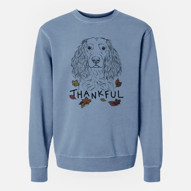 Thankful Landry the Boykin Spaniel - Unisex Pigment Dyed Crew Sweatshirt Hoodie with Relaxed Fit Easy Casual