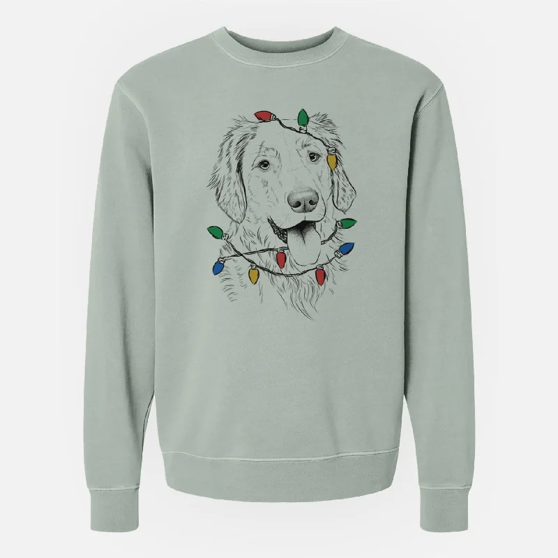 Christmas Lights Semba the Golden Retriever - Unisex Pigment Dyed Crew Sweatshirt Hoodie Dress Longline Feminine