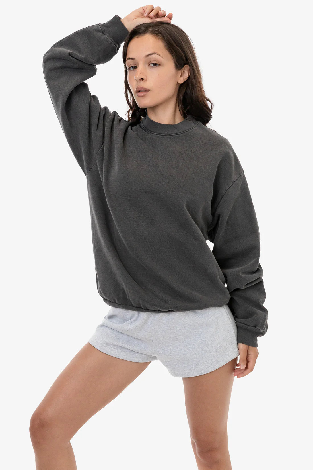 14 oz. Heavy Fleece Crewneck Sweatshirt | LA Apparel Hoodie with Exposed Zipper Edgy Industrial