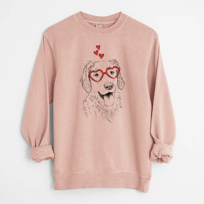 Valentine Semba the Golden Retriever - Unisex Pigment Dyed Crew Sweatshirt Hooded Sweatshirt Casual Wear Street Style