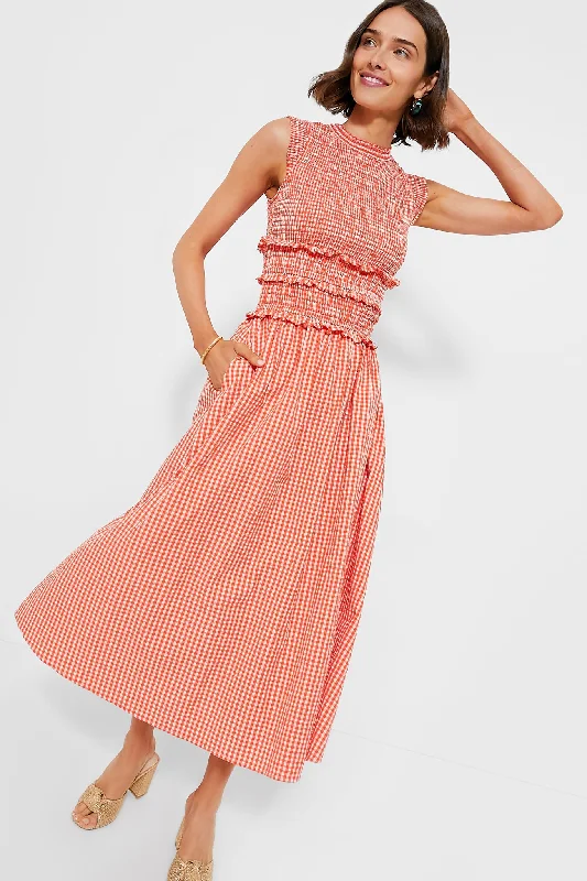 Poppy Gingham Louise Dress Turtleneck Neckline Stylish