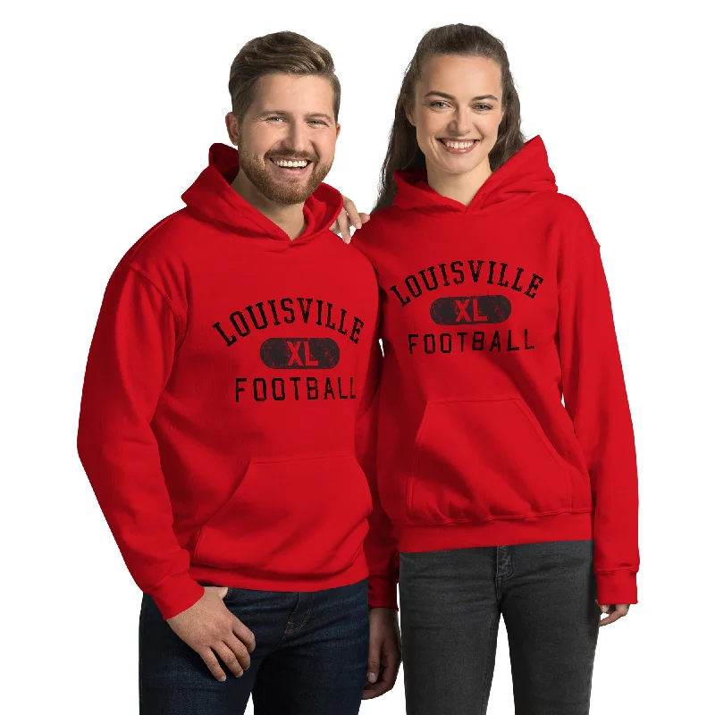 Louisville Football Unisex Hoodie Hoodie with Distressed Vintage Worn