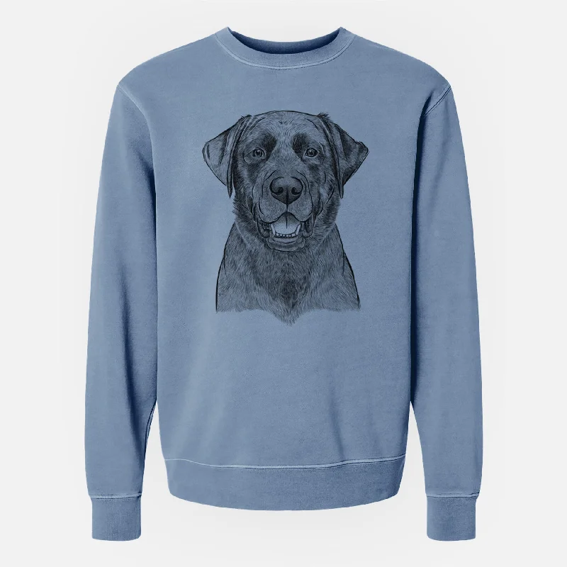 Bare Heath the Black Lab - Unisex Pigment Dyed Crew Sweatshirt Hoodie with Hood Adjustable Protection