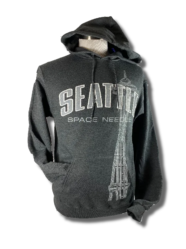 Space Needle Vertical Hoodie Hoodie with Tie-Dye Psychedelic Retro