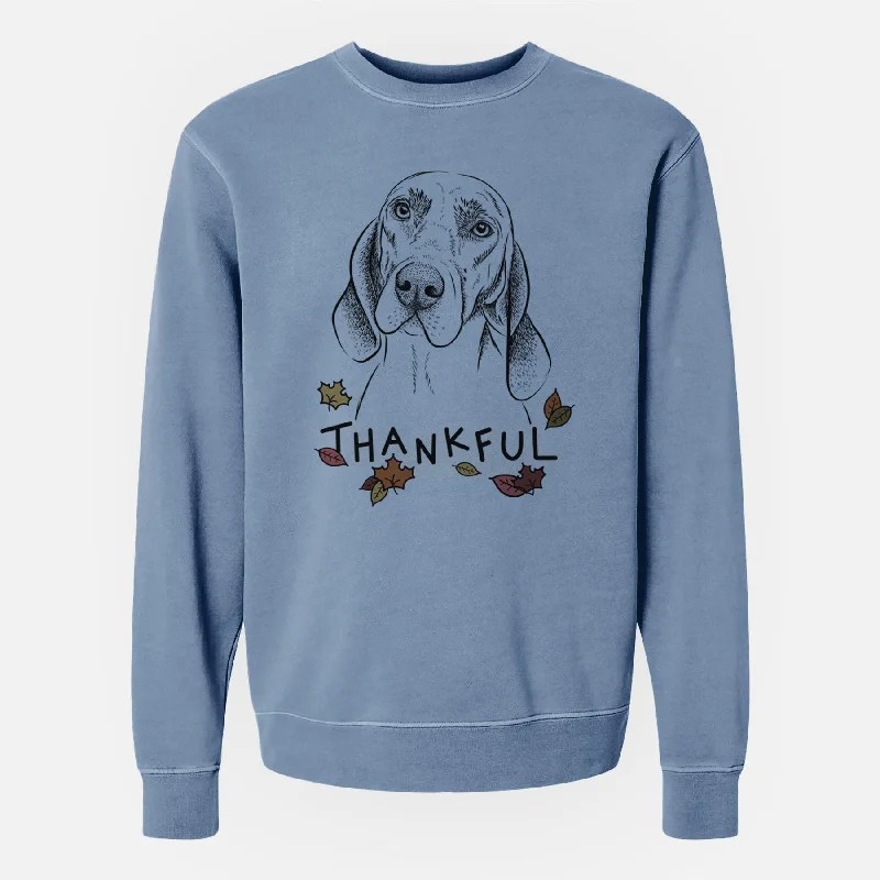 Thankful Norman the Plott Hound - Unisex Pigment Dyed Crew Sweatshirt Hoodie with Batwing Sleeves Loose Dramatic