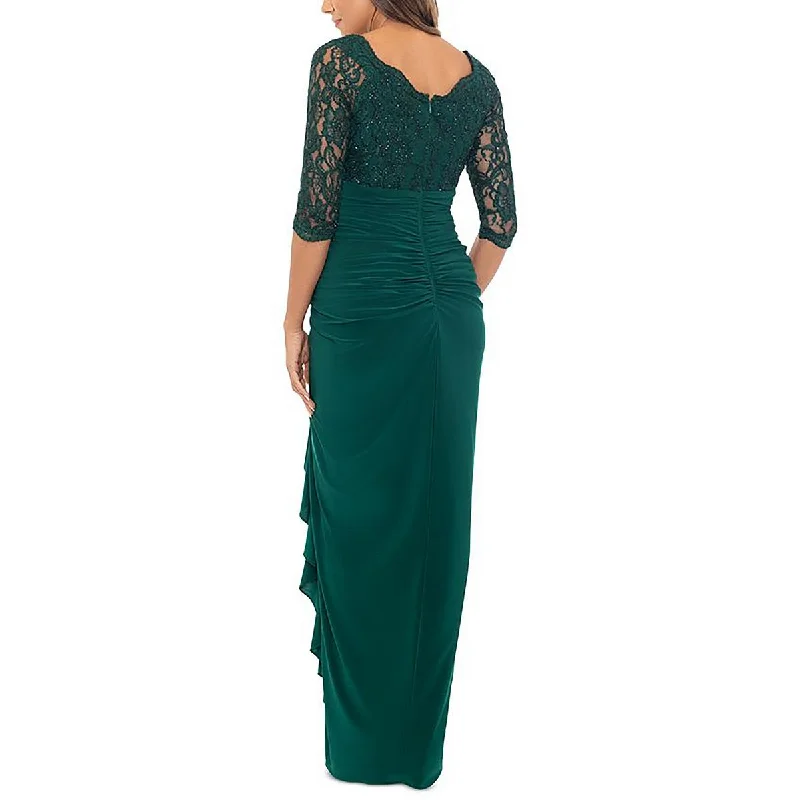 Womens Ruffled Lace Evening Dress Tunics Polka dots