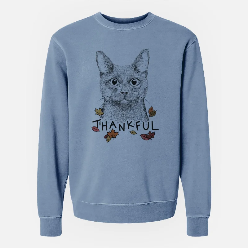 Thankful Shadow the Black Cat - Unisex Pigment Dyed Crew Sweatshirt Hoodie Dress Longline Feminine