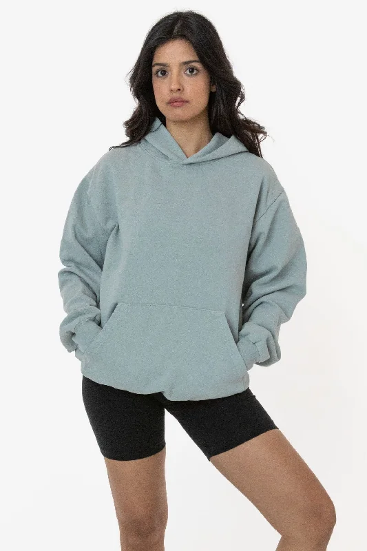 14 Oz. Garment Dye Heavy Fleece Stringless Hoodie | LA Apparel Hoodie with Belted Waist Structured Tailored