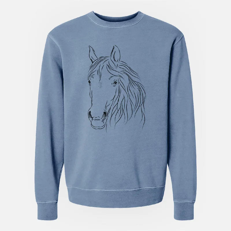 Bare Aria the Horse - Unisex Pigment Dyed Crew Sweatshirt Hoodie with Drawcord Adjustable Secure