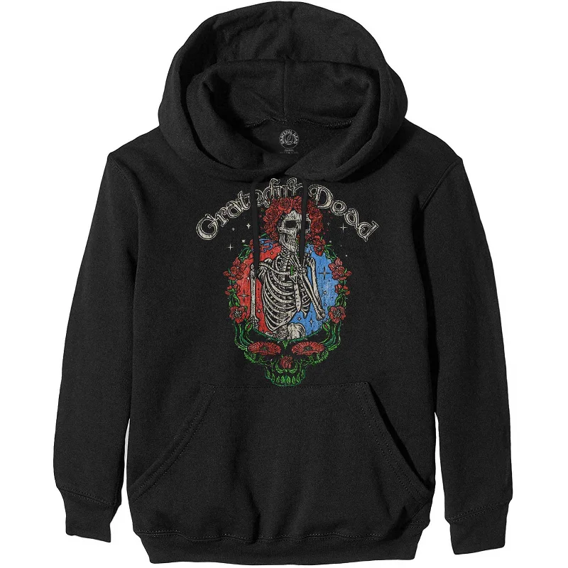 GRATEFUL DEAD Attractive Hoodie, Floral Stealie Hoodie with Set-In Sleeves Structured Classic
