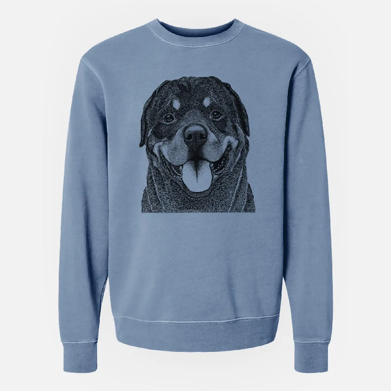 Bare Hagan the Rottweiler - Unisex Pigment Dyed Crew Sweatshirt Hoodie with Patch Decorative Personalized