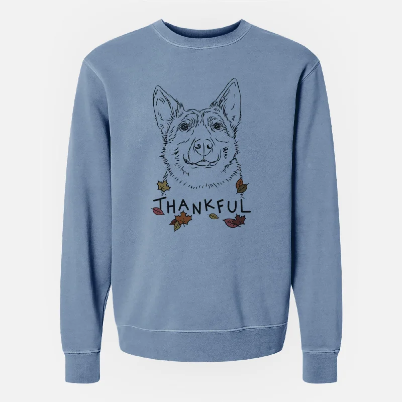 Thankful Austin the Heeler - Unisex Pigment Dyed Crew Sweatshirt Hoodie with Hem Ribbing Snug Secure