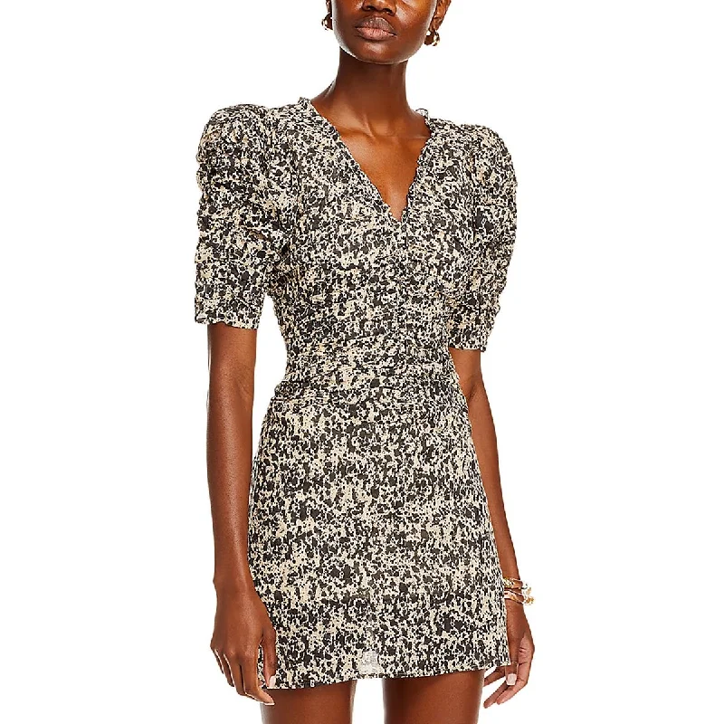 Gia Womens Ruched Cotton Shift Dress Tunics Sophisticated sleek