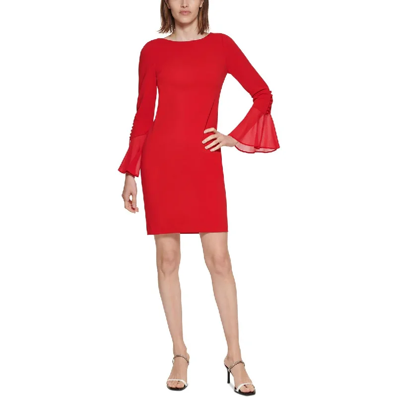 Womens Solid Polyester Fit & Flare Dress Tunics Business professional