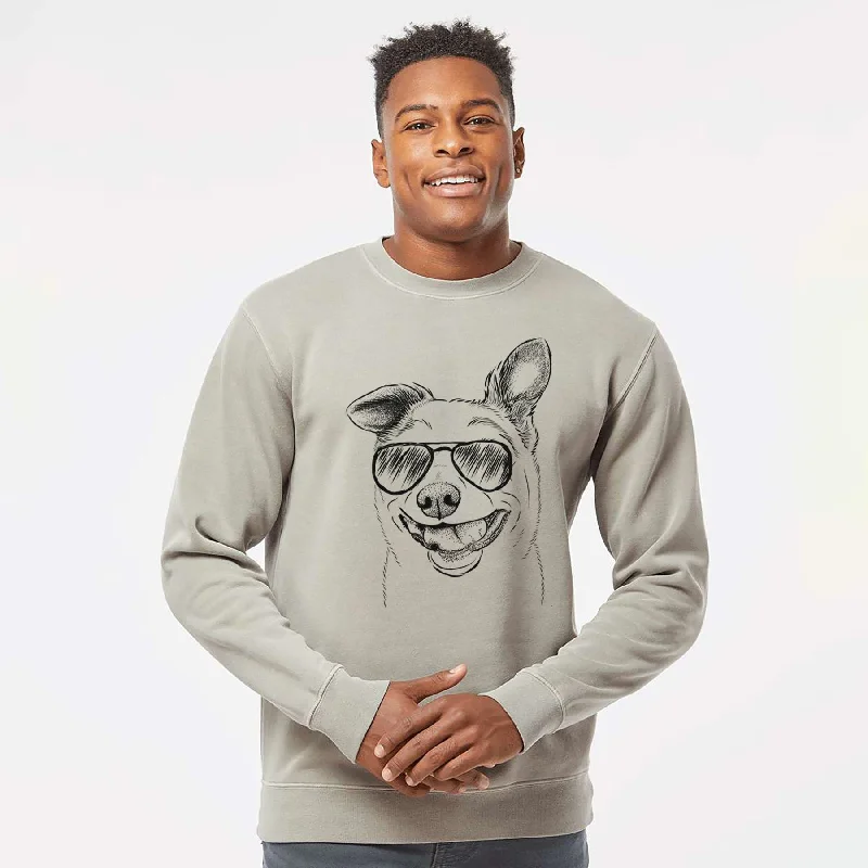 Aviator Mortimer the Mixed Breed - Unisex Pigment Dyed Crew Sweatshirt Hoodie with Reflective Safety Nightwear